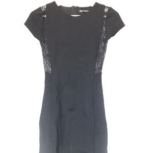 Zara black body-con dress w/ lace cutouts, size xs